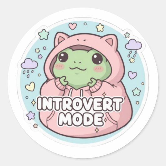 Introvert Modus Kikker Sticker Cute Hoodie Kikker  (Voorkant)