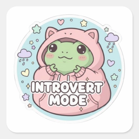 Introvert Modus Kikker Sticker Cute Hoodie Kikker (Voorkant)