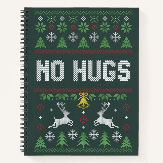 Introvert No Hugs Funny Ugly KerstSweater Notitieboek (Voorkant)