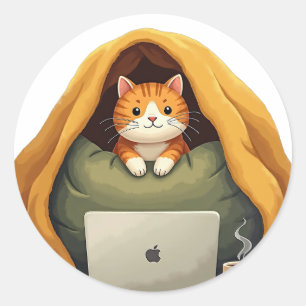 Introvert Overlevingsmodus Kat Deken Fort Beker La Ronde Sticker