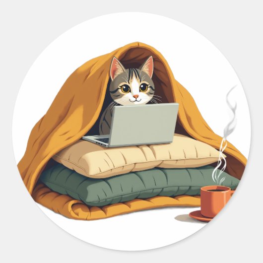 Introvert Overlevingsmodus Kat Deken Fort Sticker (Voorkant)
