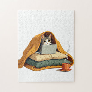 Introvert Overlevingsmodus Kat Deken Fort Sticker Legpuzzel