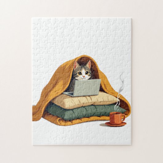 Introvert Overlevingsmodus Kat Deken Fort Sticker Legpuzzel (Verticaal)