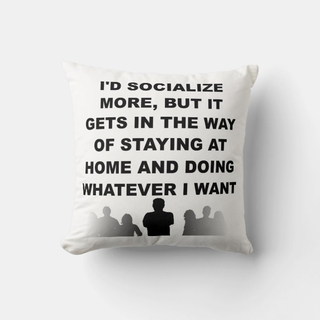 Introvert Pillow Omkeerbare Funny Throw Cushion Kussen (Voorkant)
