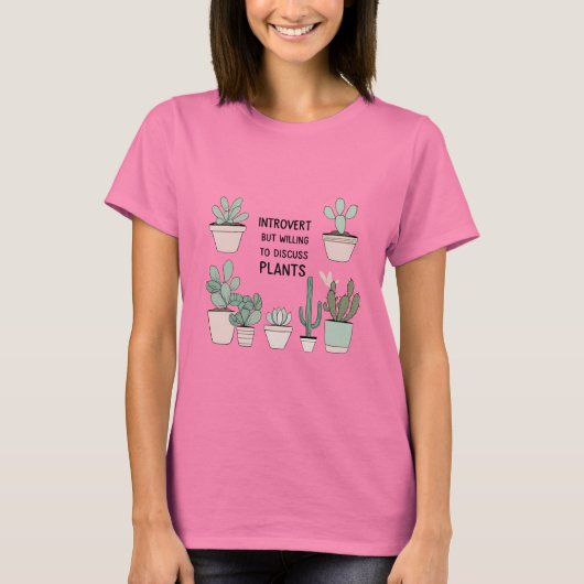Introvert Plant Lover T-shirt – Funny Minimal Desi (Voorkant)