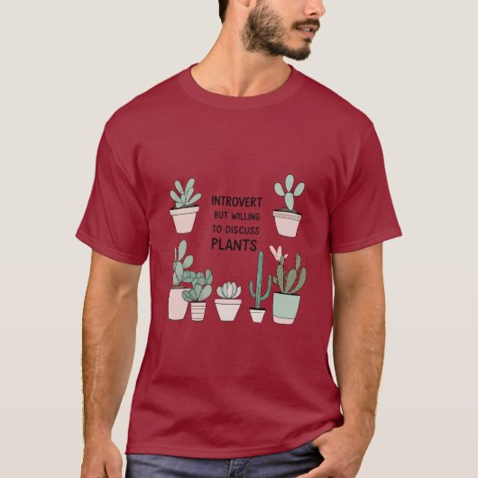 Introvert Plant Lover T-shirt – Funny Minimal Desi (Voorkant)