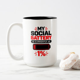 Introvert Sarcasme Mijn Sociale Batterij Is Moment Tweekleurige Koffiemok