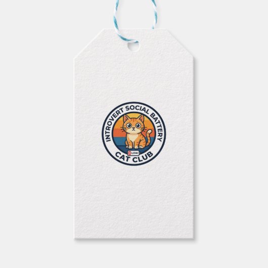 Introvert Sociale Batterij Kat Cute Kitty Ontwerp Cadeaulabel (Voorkant)