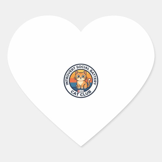 Introvert Sociale Batterij Kat Cute Kitty Ontwerp Hart Sticker (Voorkant)