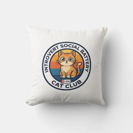 Introvert Sociale Batterij Kat Cute Kitty Ontwerp Kussen (Voorkant)