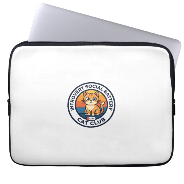 Introvert Sociale Batterij Kat Cute Kitty Ontwerp  Laptop Sleeve (Voorkant)