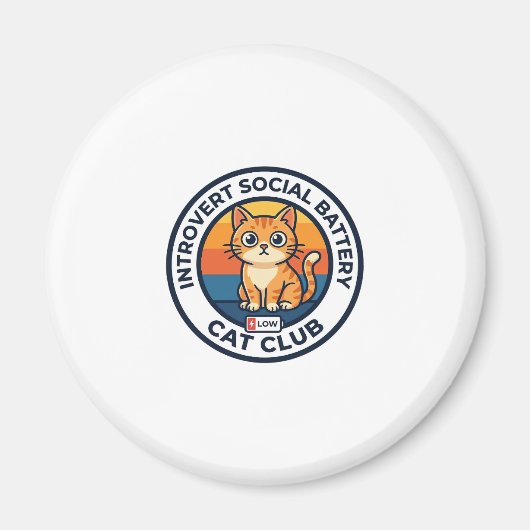 Introvert Sociale Batterij Kat Cute Kitty Ontwerp Magneet (Voorkant)