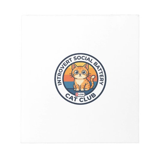 Introvert Sociale Batterij Kat Cute Kitty Ontwerp Notitieblok (Voorkant)