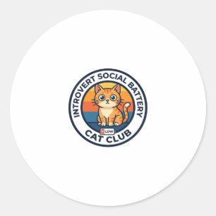 Introvert Sociale Batterij Kat Cute Kitty Ontwerp Ronde Sticker