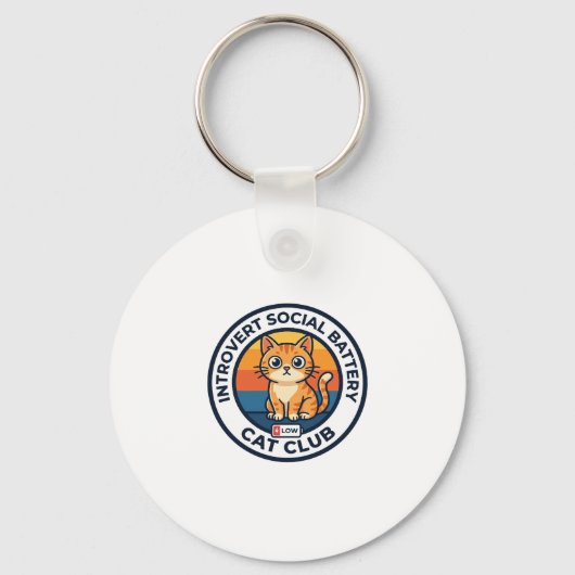 Introvert Sociale Batterij Kat Cute Kitty Ontwerp Sleutelhanger (Voorkant)