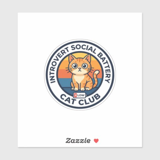 Introvert Sociale Batterij Kat Cute Kitty Ontwerp Sticker (Vel)