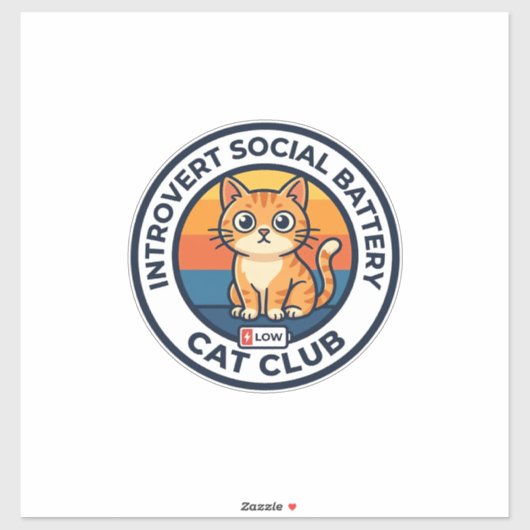 Introvert Sociale Batterij Kat Cute Kitty Ontwerp Sticker (Vel)