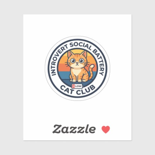 Introvert Sociale Batterij Kat Cute Kitty Ontwerp Sticker (Vel)