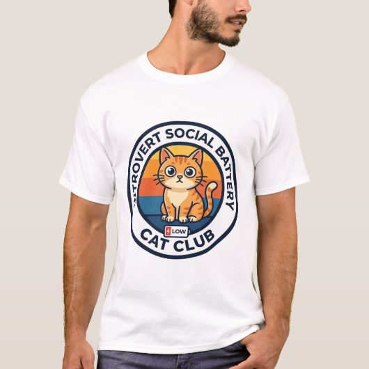 Introvert Sociale Batterij Kat Cute Kitty Ontwerp T-shirt (Voorkant)