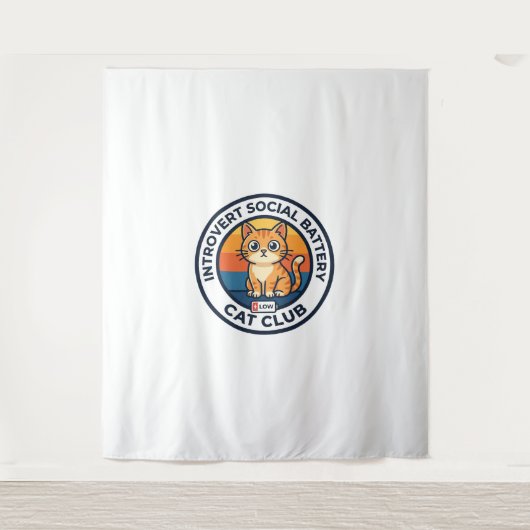 Introvert Sociale Batterij Kat Cute Kitty Ontwerp Wandkleed (Voorkant)