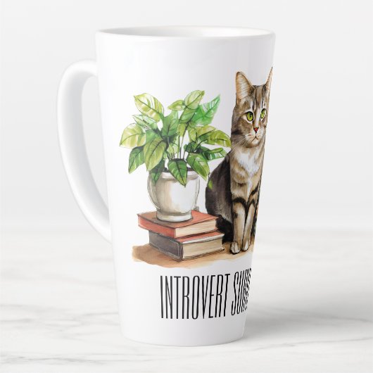 Introvert survival kit (Kat, plant, koffie, boeken Latte Mok (Linkerhoek)