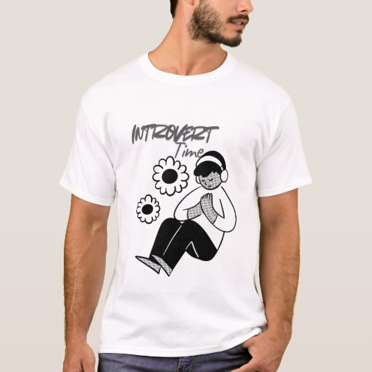 Introvert Tijd Minimaal Typografie T-Shirt (Voorkant)