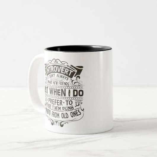 Introvert Tweekleurige Koffiemok (Voorkant links)