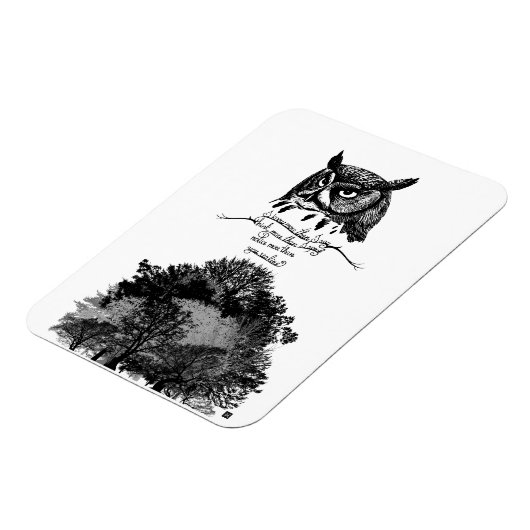 Introvert uil wijsheid geïllustreerd inkt citaat magneet (Linkerzijde)