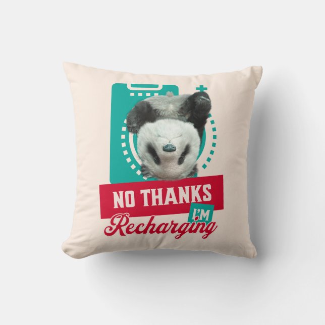 Introvert Uitgeput Panda Sociale Batterij Ontwerp Kussen (Voorkant)