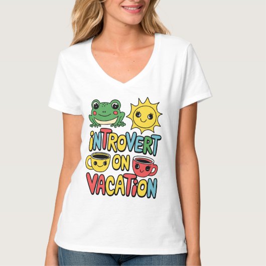 Introvert Vakantie Mode Vrouwen V-hals T-shirt (Voorkant)