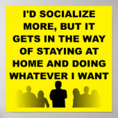 Introvert verblijf thuis Funny Poster Sign (Voorkant)