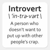 Introvert Vierkante Sticker (Voorkant)