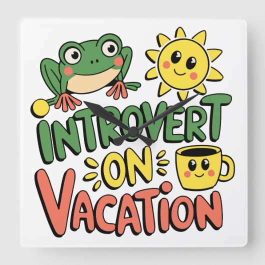 Introvert Zonnepauze Vierkante Klok (Voorkant)