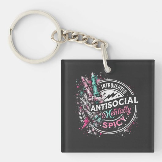 Introverte Antisociale en Geestelijk Geprikt Sleutelhanger (voorkant)