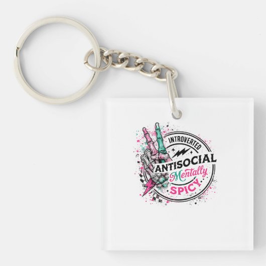 Introverte Antisociale Geestig Pittige Skelet Sleutelhanger (voorkant)