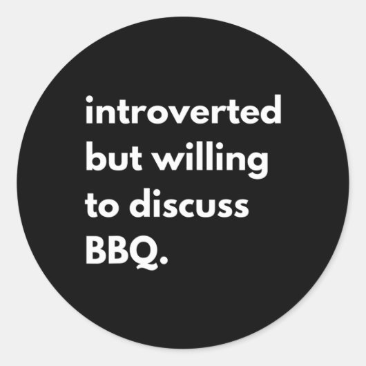 Introverte BBQ grappig Ronde Sticker (Voorkant)