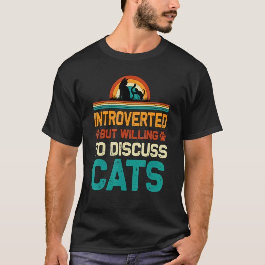 Introverte kat introvert maar bereid om te besprek t-shirt (Voorkant)