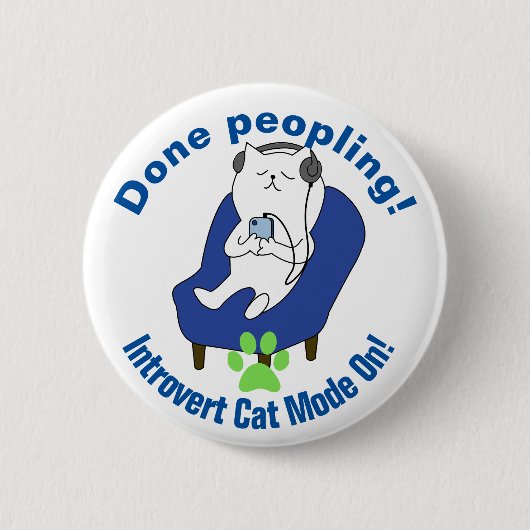 Introverte Kat Ronde Button 5,7 Cm (Voorkant)