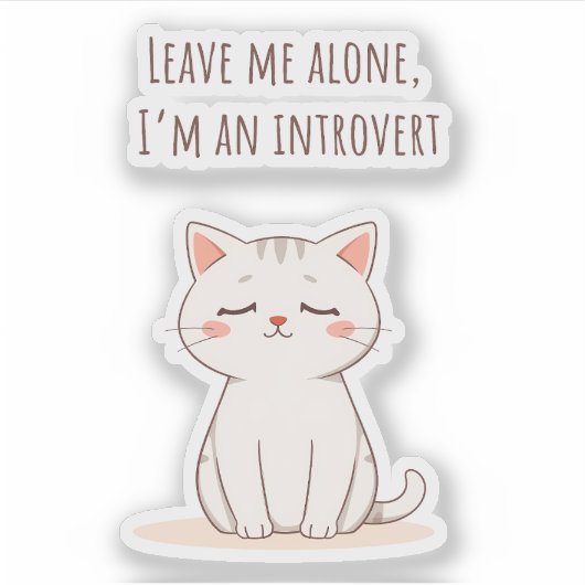 Introverte Kat Sticker (Voorkant)