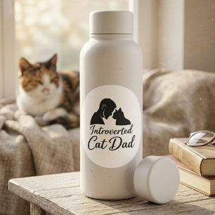 Introverte Kattenvader Vintage Silhouet Minimalist Ronde Sticker
