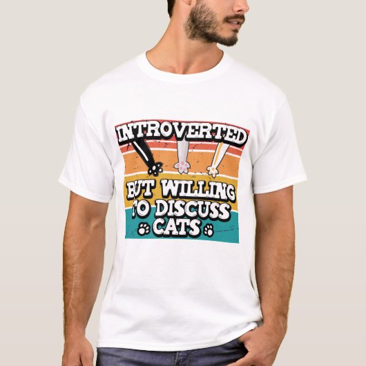 Introverte maar bereidheid om katten te bespreken, t-shirt (Voorkant)