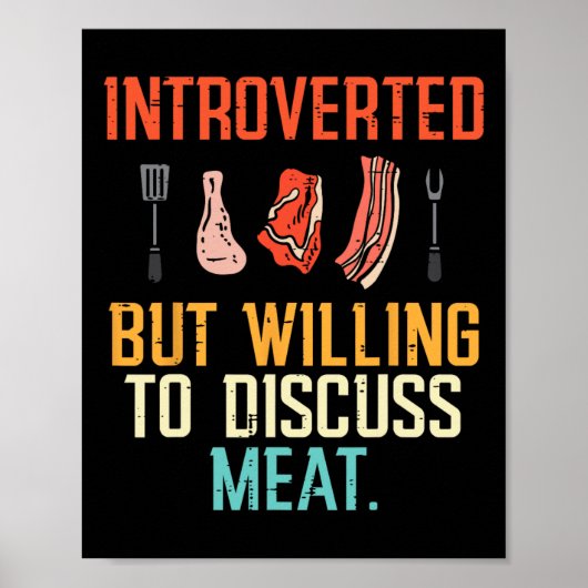 Introverte maar bereidwillige bespreking vlees BBQ Poster (Voorkant)