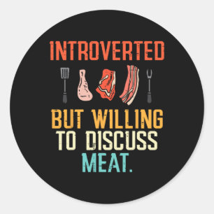 Introverte maar bereidwillige bespreking vlees BBQ Ronde Sticker