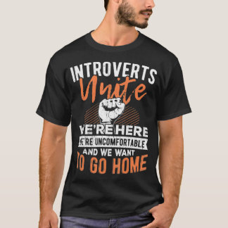 Introverte mensen verenigen zich ongemakkelijk als t-shirt