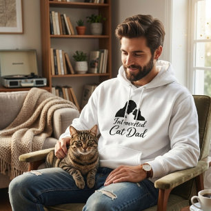 Introverte Papa Kat Minimalistische Silhouette Pul Hoodie