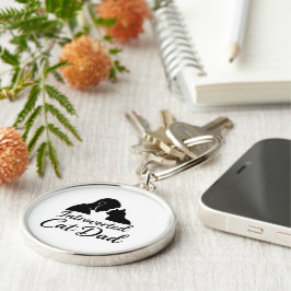 Introverte Papa Kat Vintage Silhouet Minimalistisc Sleutelhanger