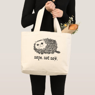 Introverte stemming, grappige kattenkunst, nee nu grote tote bag