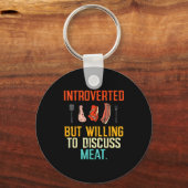 Introverted But Willing Discuss Meat Bbq Barbecue Sleutelhanger (Voorkant)