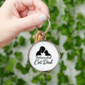 Introverted Cat Dad Vintage Silhouette Minimalist  Sleutelhanger (Hand)
