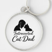 Introverted Cat Dad Vintage Silhouette Minimalist  Sleutelhanger (Voorkant)